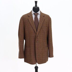 Henry Jacobson 46R Brown Check 3-Button Sport Coat Blazer Jacket G459